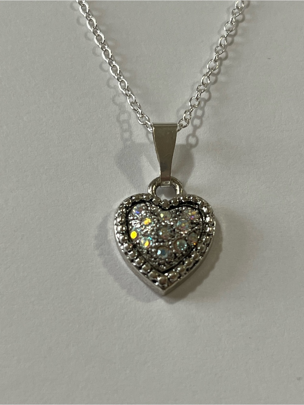 Retired Swarovski Crystal Heart Pendant Necklace 16” Silver Tone OOAK - Picture 5 of 5